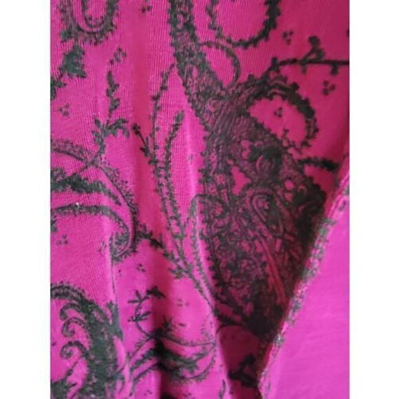Slinky Brand Open Front Bolero Jacket Paisley Stretch Size Large USA Purple/Blk‎ - Picture 5 of 5